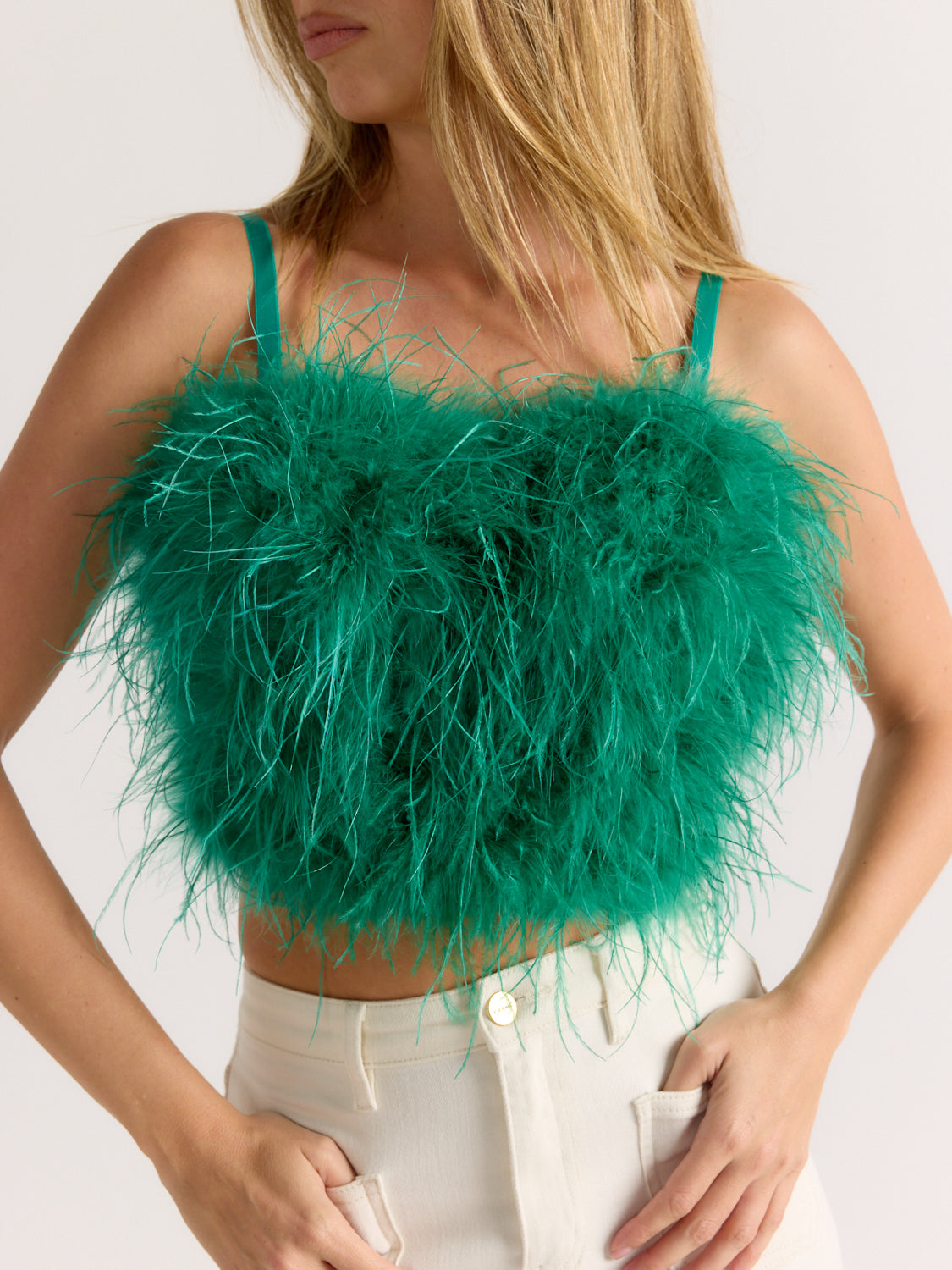 DVBF1070 -STEPHANIE Bustier Top with Ostrich Feather