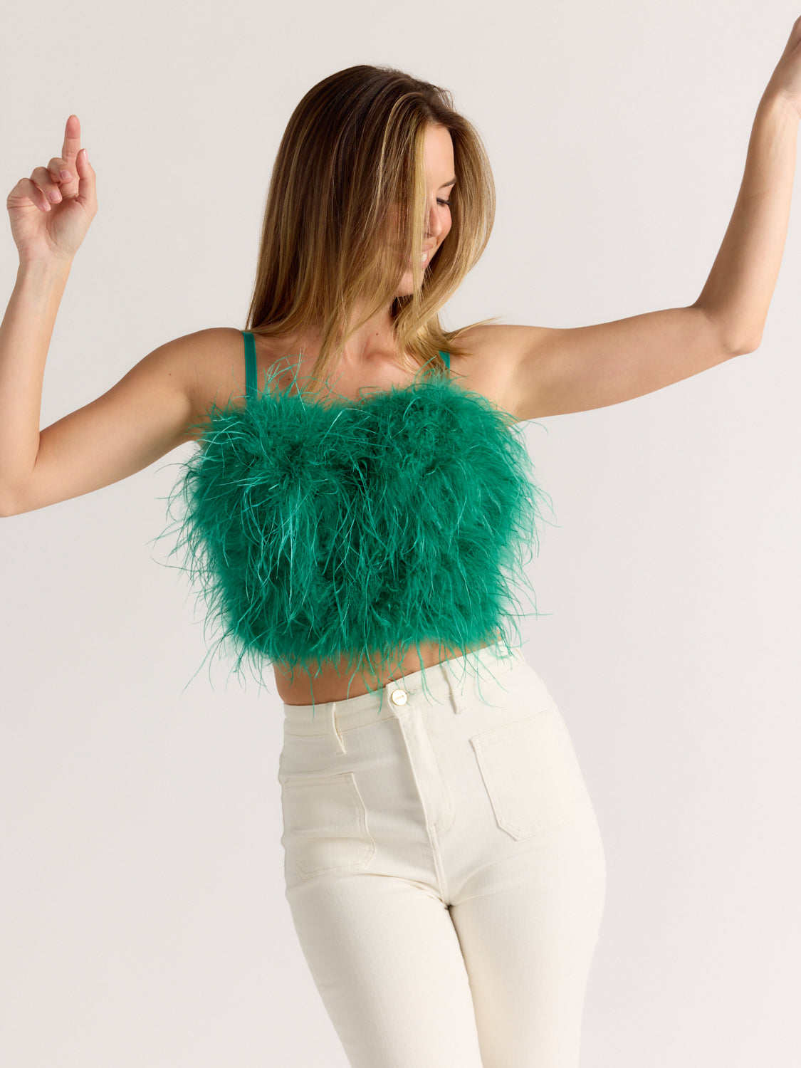 DVBF1070 -STEPHANIE Bustier Top with Ostrich Feather