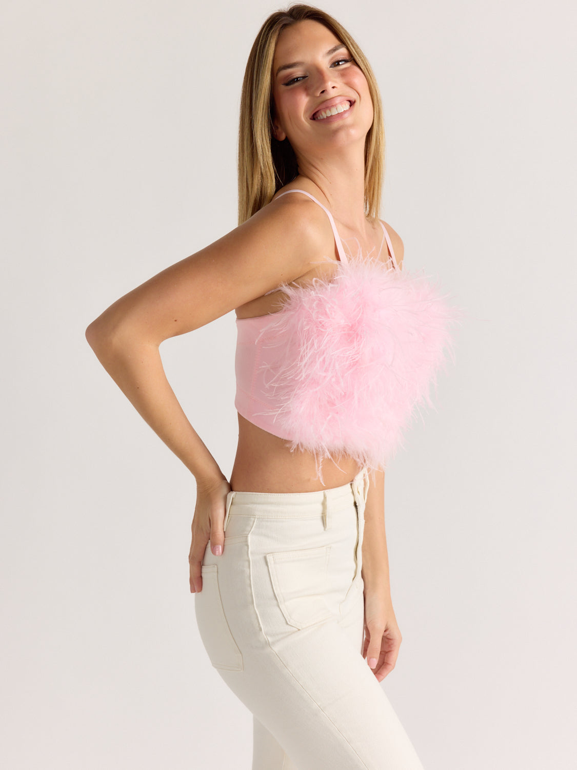 DVBF1070 -STEPHANIE Bustier Top with Ostrich Feather