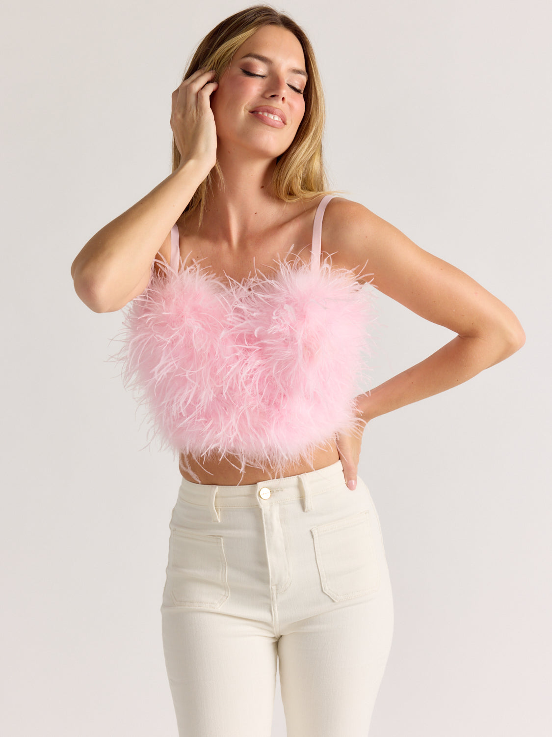 DVBF1070 -STEPHANIE Bustier Top with Ostrich Feather