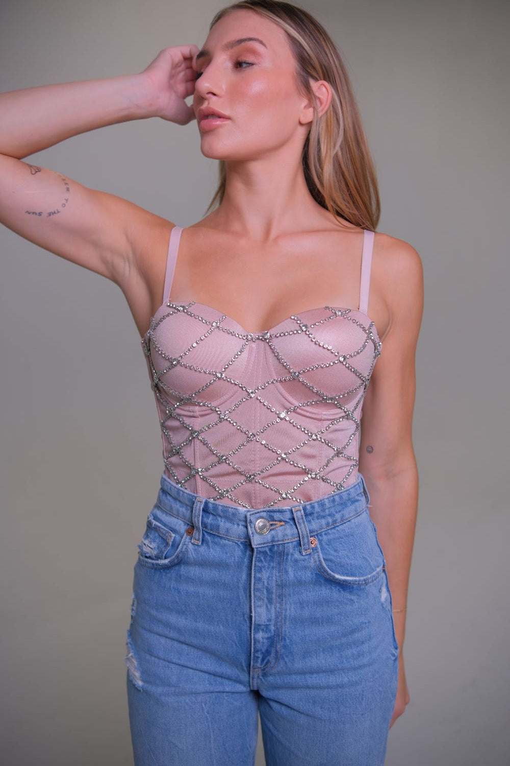 DVBR1012 - Peach Diamond Corset Top