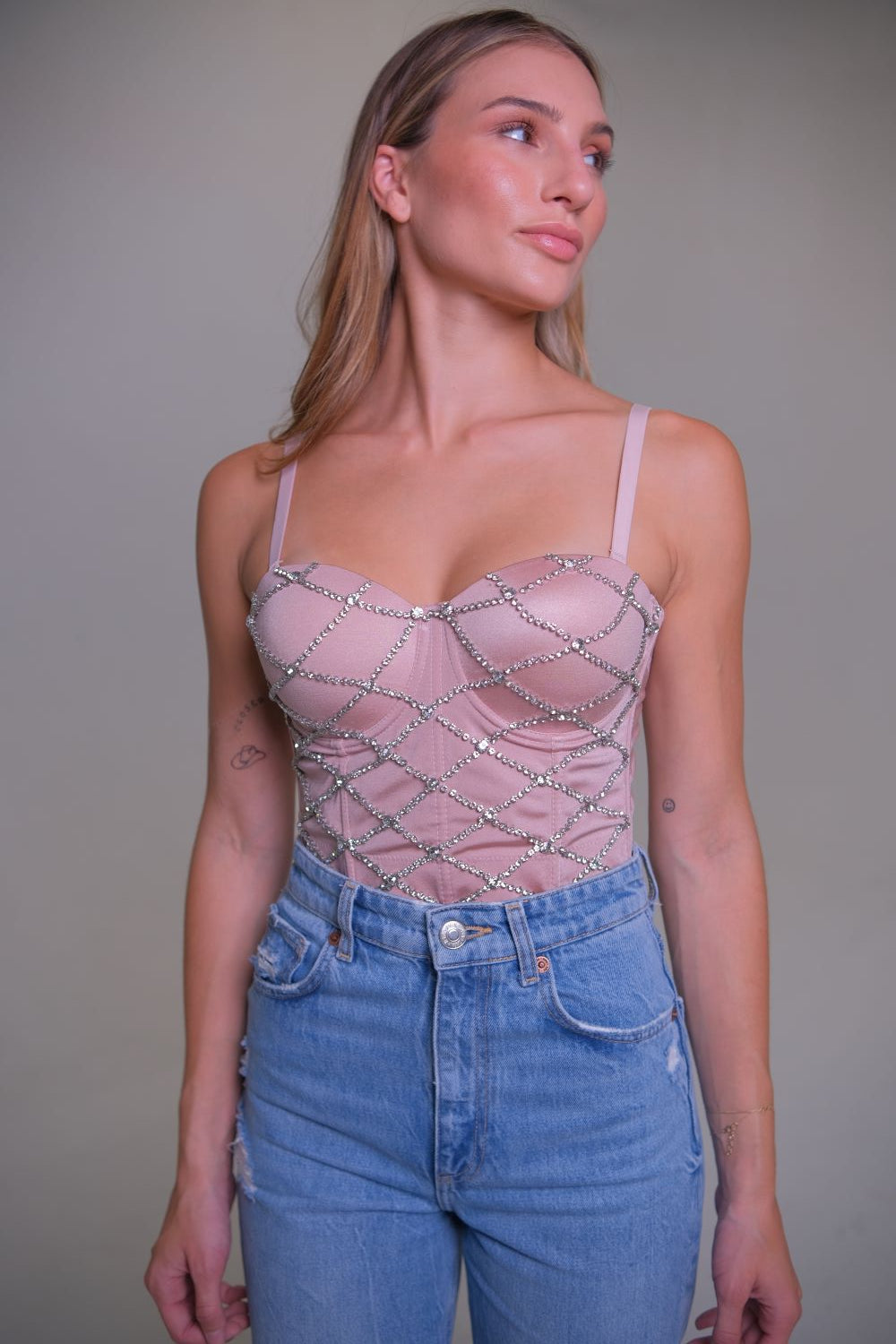 DVBR1012 - Peach Diamond Corset Top